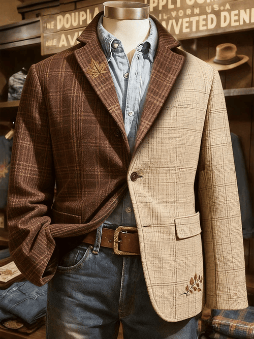 Men's Autumn and Winter Retro Plaid Print Casual Jacket