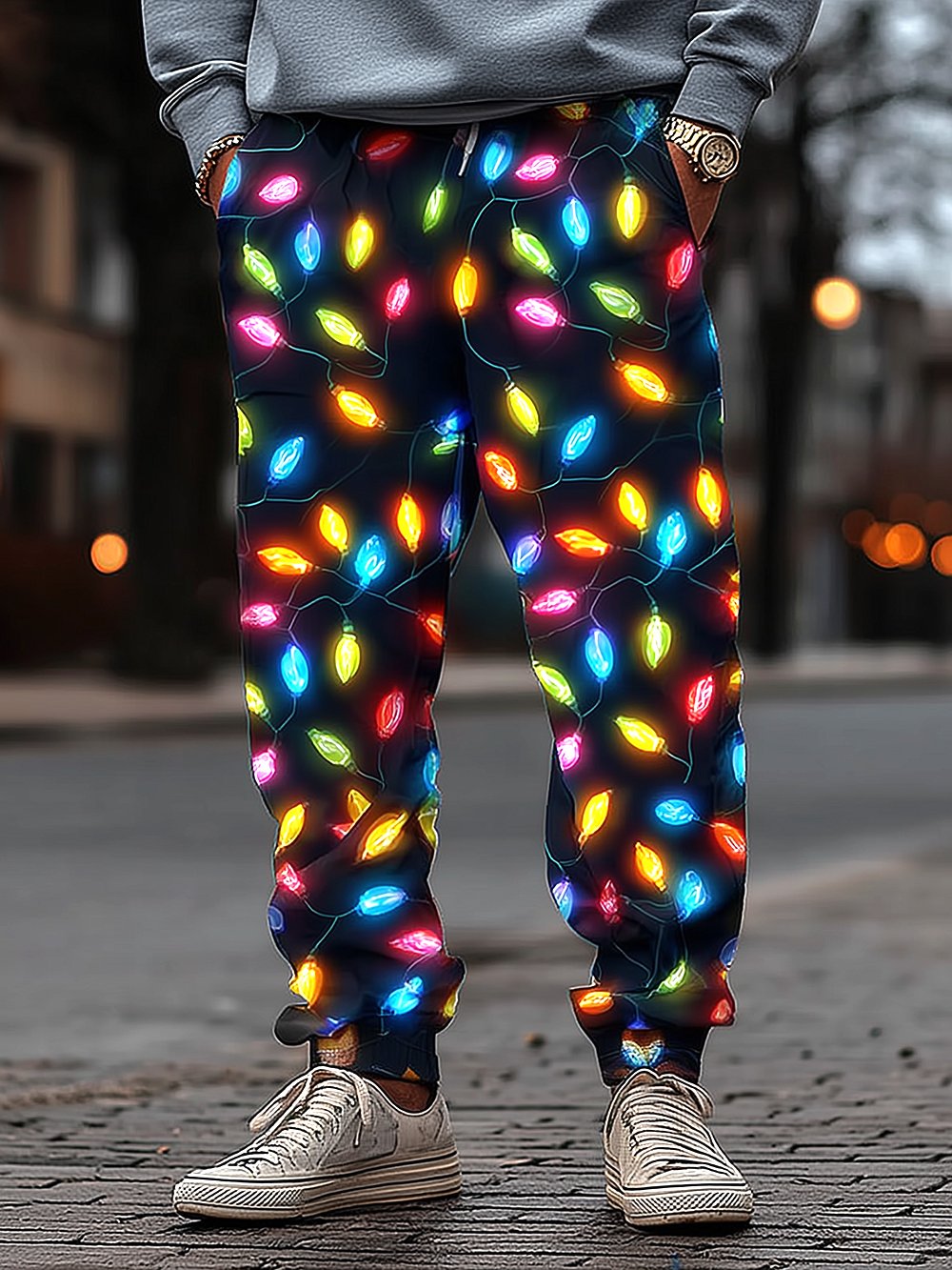 Men's Retro Christmas Party Print Casual Sports Pants