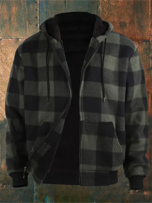 Men's Western Check Chain Hoodie Jacket