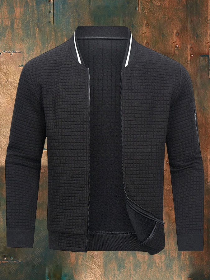 Men'S Casual Plaid Cardigan Sweatshirt
