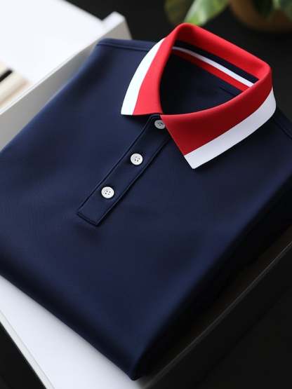 Men's Business Casual Button Short Sleeve Polo Shirt