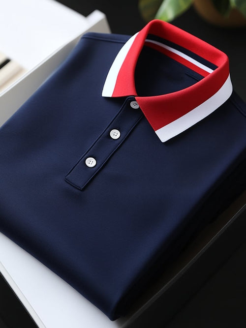 Men's Business Casual Button Short Sleeve Polo Shirt