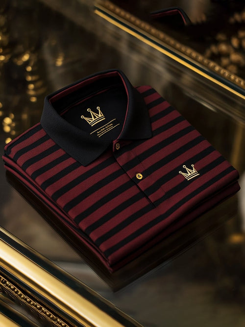 Men's Business Casual Logo Button Short Sleeve Polo Shirt