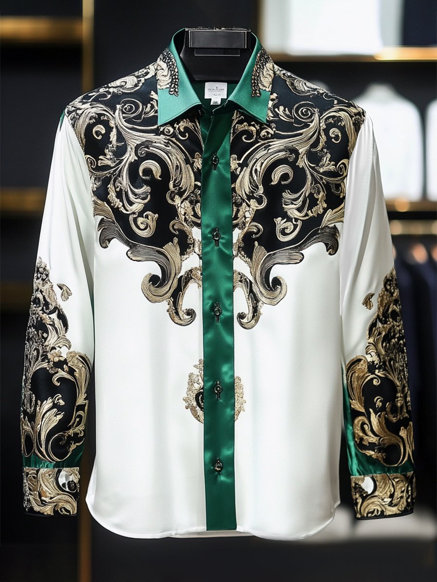 Men's Satin Luxe Long Sleeve Button Down Shirt