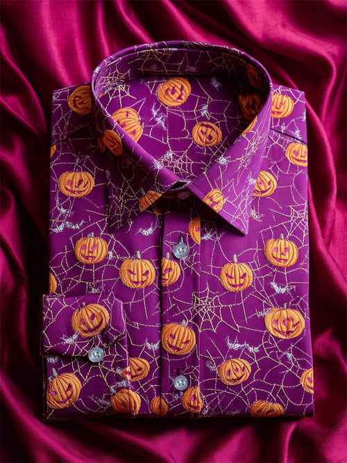 Men's Retro Casual Halloween Art Long Sleeve Shirt