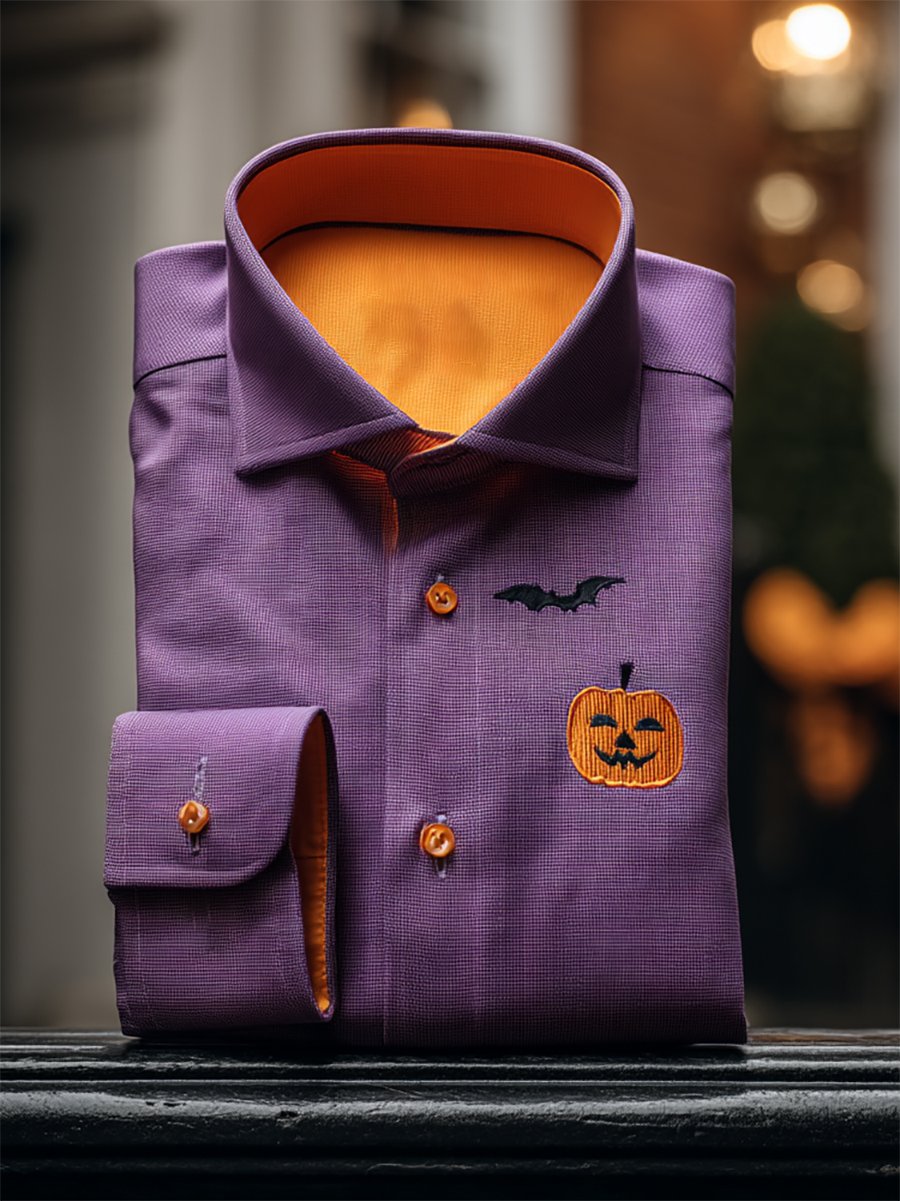 Men's Retro Casual Halloween Art Long Sleeve Shirt