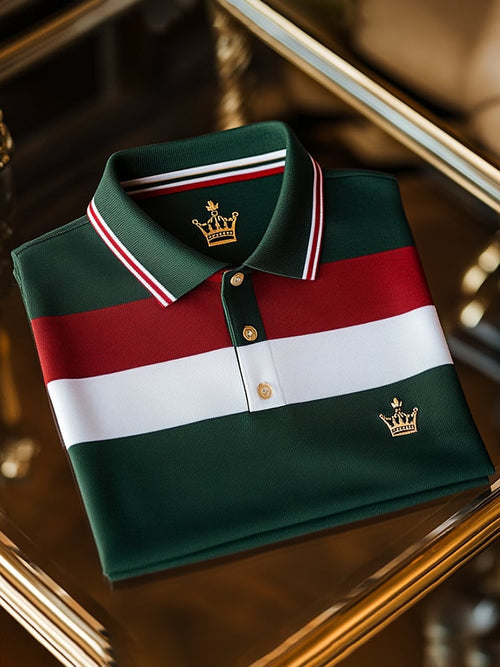 Men's Business Casual Logo Button Short Sleeve Polo Shirt