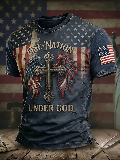 Men's American Flag Print Casual Top