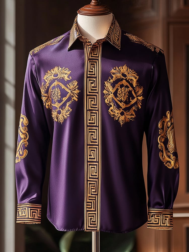 Men's Satin Luxe Long Sleeve Button Down Shirt