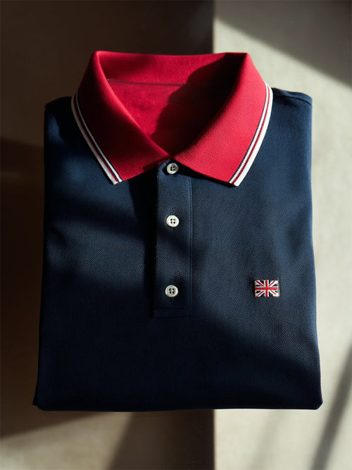 Men's Business Casual Union Jack Button Short Sleeve Polo Shirt