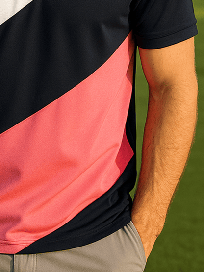Men's basic daily casual stitching sports contrast color short-sleeved