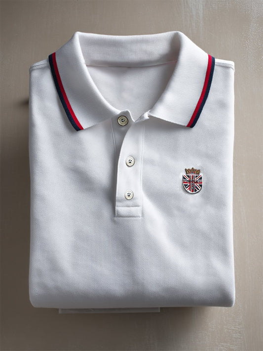 Men's Business Casual Union Jack Button Short Sleeve Polo Shirt