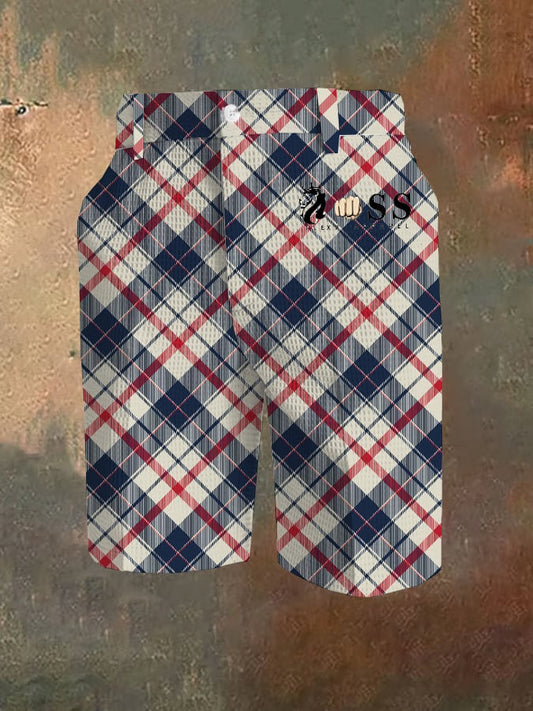 Men's Casual Plaid Waffle Pants
