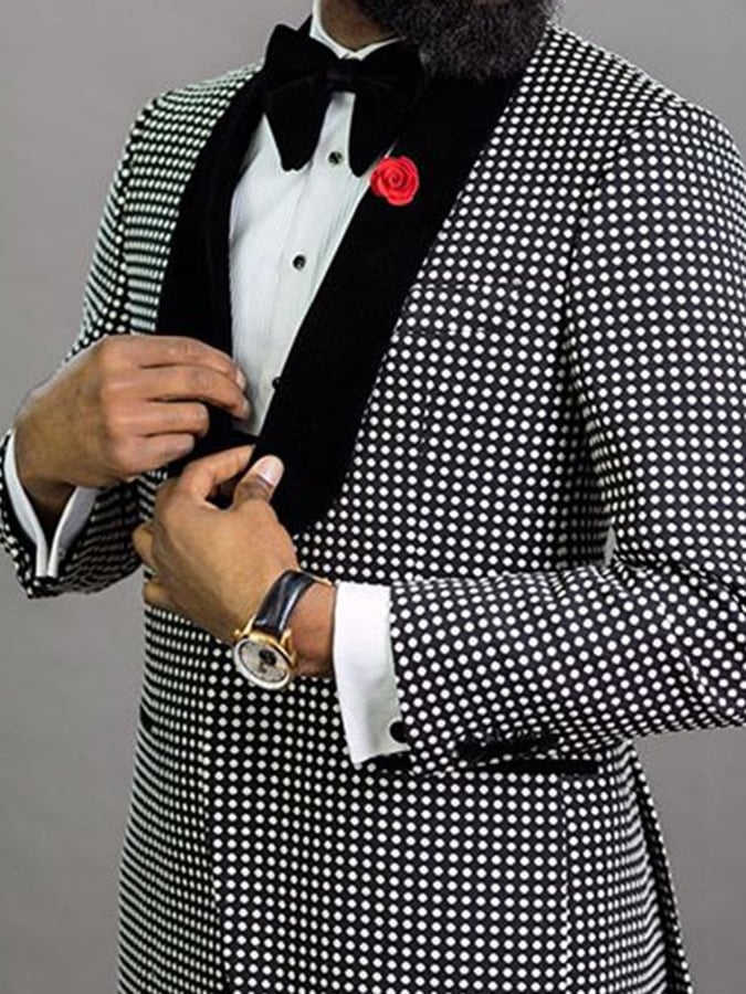 Men's Stylish Plaid One Button Suit Collar Blazer