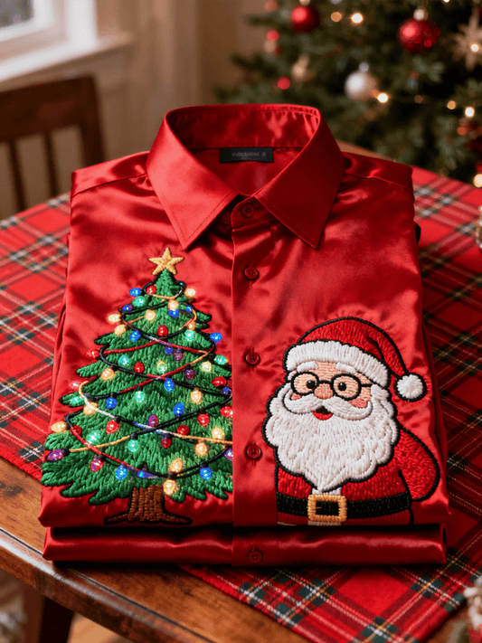 Men's Santa Claus Evergreen Long-Sleeved Shirt
