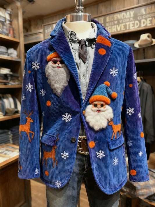 Men's Vintage Christmas Santa Reindeer Print Casual Jacket