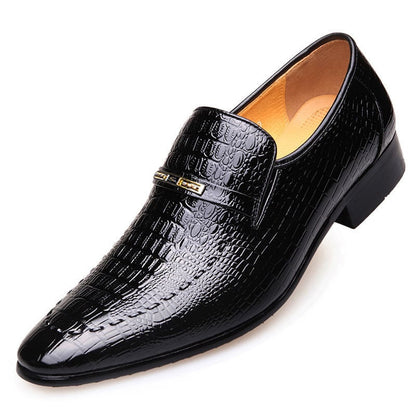 Men's Comfortable British Business Wedding Casual Imitation    Embossed Leather Shoes