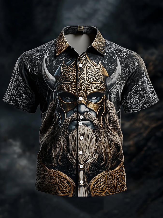Men's Dark Viking Warrior Print Shirt