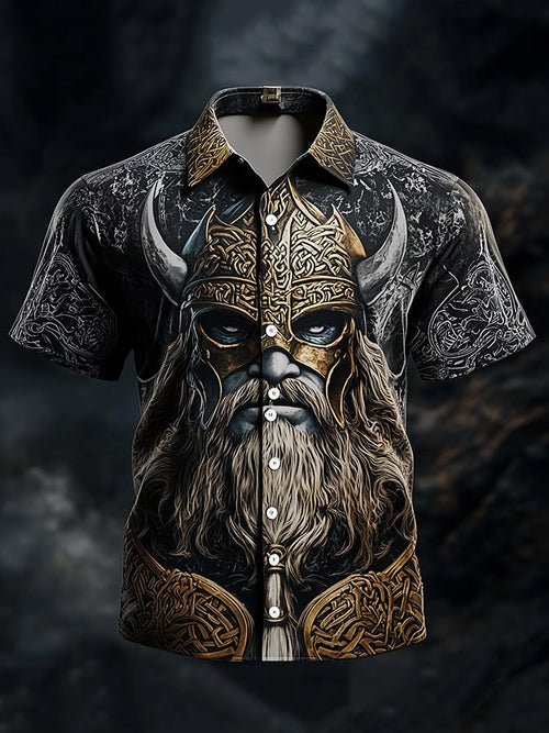 Men's Dark Viking Warrior Print Shirt