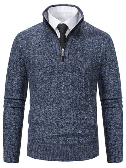 Men's Fashionable Velvet Thickened Warm Zipper Design Sweater