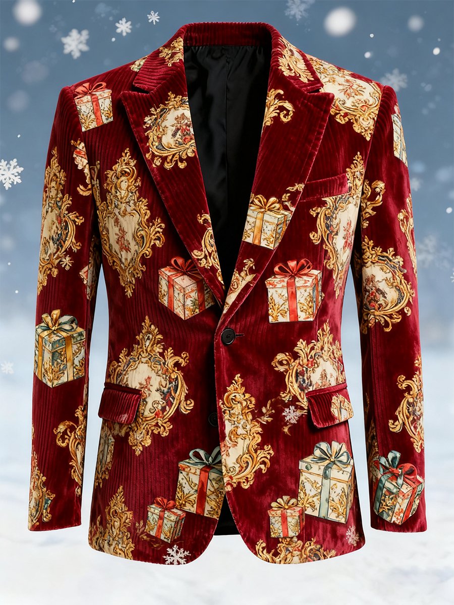 Men's Vintage Casual Christmas Party Corduroy Blazer