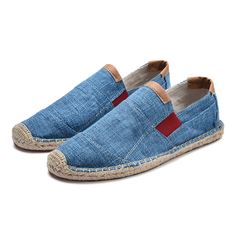 Men's Casual Stripe PU Decor Slip-On Canvas Espadrilles