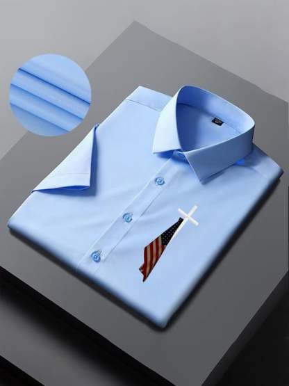 Men'S Flag Cross Print Short Sleeve Shirt