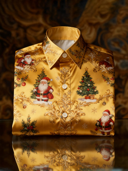 Men's Luxury Christmas Party Long Sleeve Button-Down Shirt
