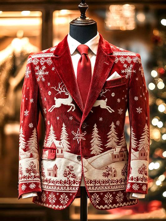 Men's Vintage Casual Christmas Party Corduroy Blazer