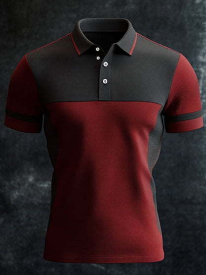 Men'S Casual Classic Contrast Color Print Business Short-Sleeved Polo Shirt