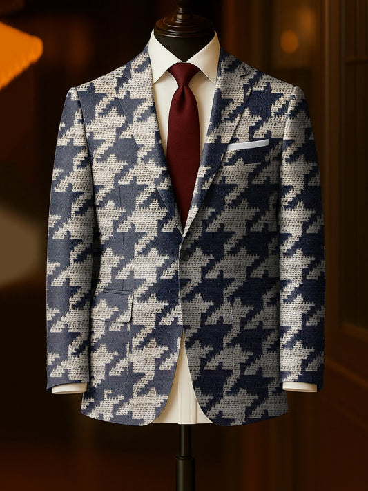 Men's Business Casual Large Pocket Plaid Blazers