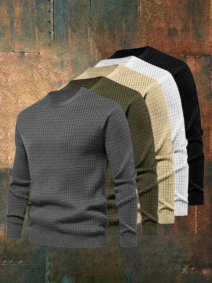 Men'S Retro Square Round Neck Sweatshirt