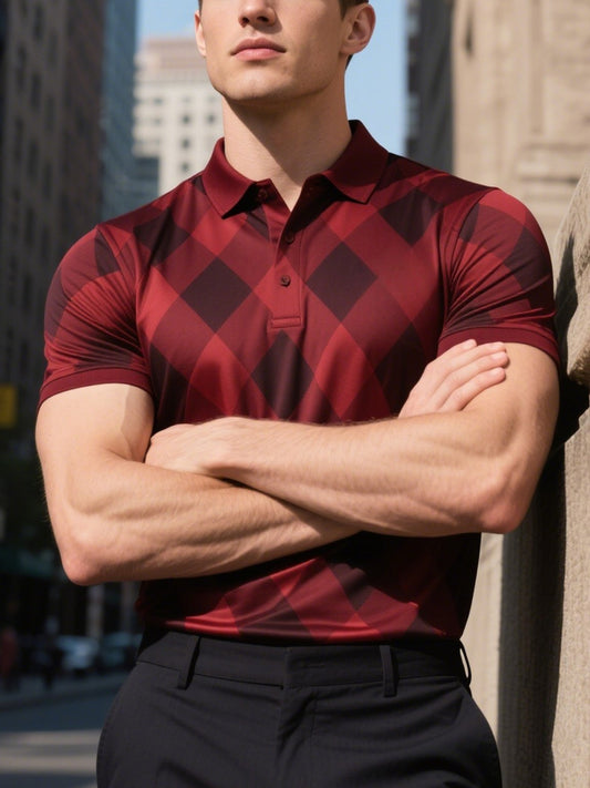 Men's Business Casual Button Short Sleeve Polo Shirt