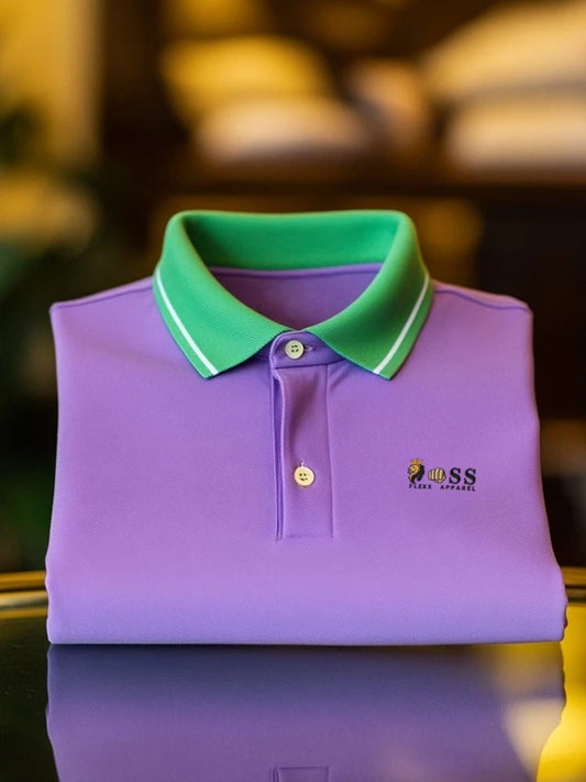 Men's Classic Business Logo Button Short Sleeve Polo Shirt
