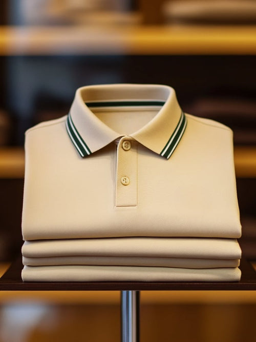 Men's Classic Business Logo Button Short Sleeve Polo Shirt