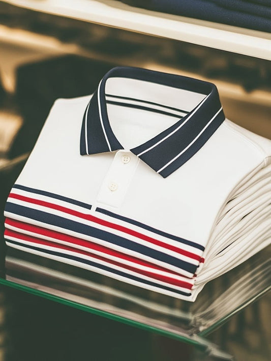 Men's Classic Business Logo Button Short Sleeve Polo Shirt