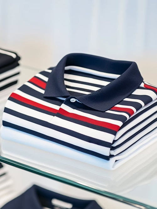Men's Classic Business Logo Button Short Sleeve Polo Shirt