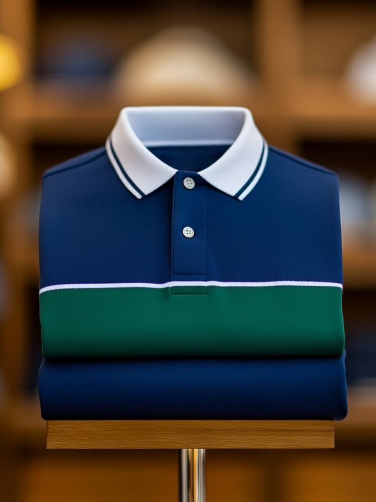 Men's Classic Business Logo Button Short Sleeve Polo Shirt