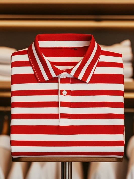 Men's Classic Business Logo Button Short Sleeve Polo Shirt