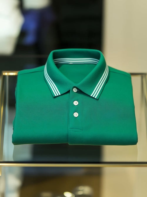 Men's Business Casual Logo Button Short Sleeve Polo Shirt