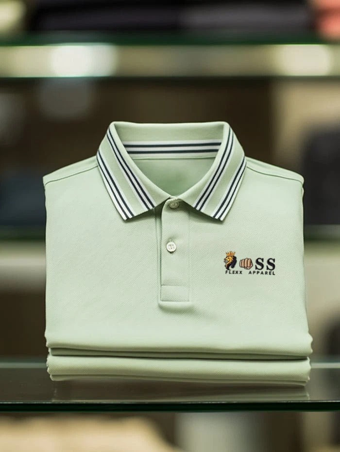 Men's Classic Business Logo Button Short Sleeve Polo Shirt