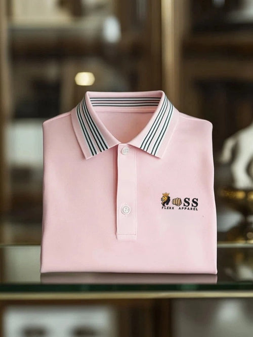Men's Classic Business Logo Button Short Sleeve Polo Shirt