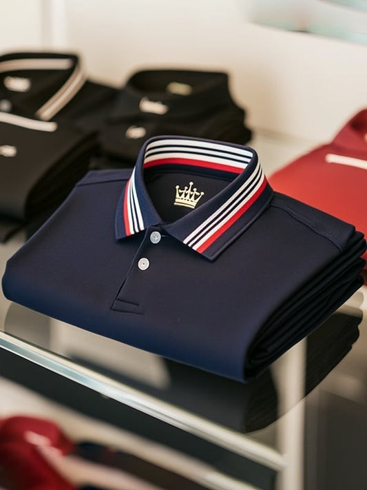 Men's Classic Business Logo Button Short Sleeve Polo Shirt
