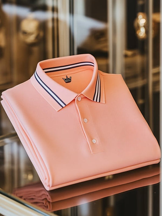 Men's Classic Business Logo Button Short Sleeve Polo Shirt