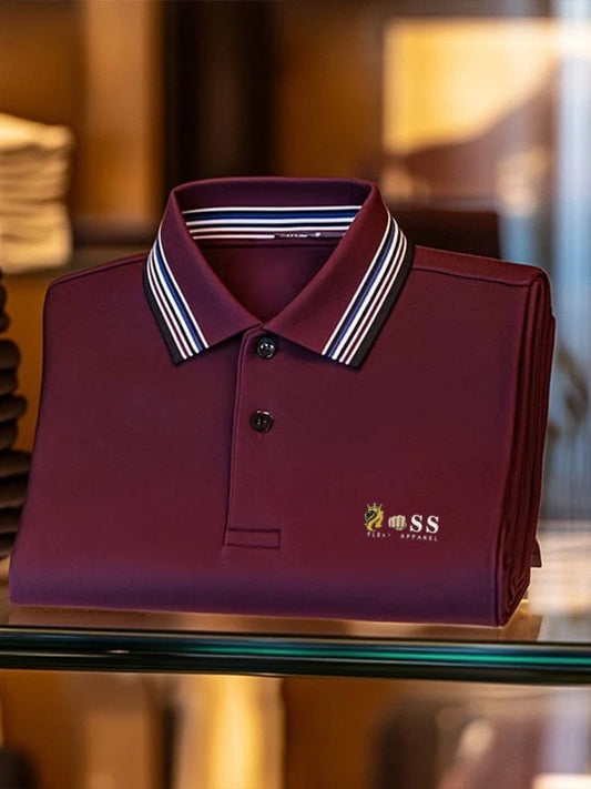 Men's Classic Business Logo Button Short Sleeve Polo Shirt