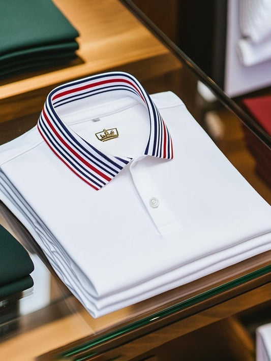 Men's Classic Business Logo Button Short Sleeve Polo Shirt