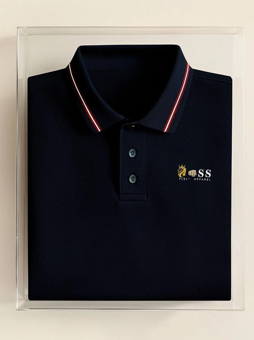 Men's Business Casual Geometric Button Short Sleeve Polo Shirt