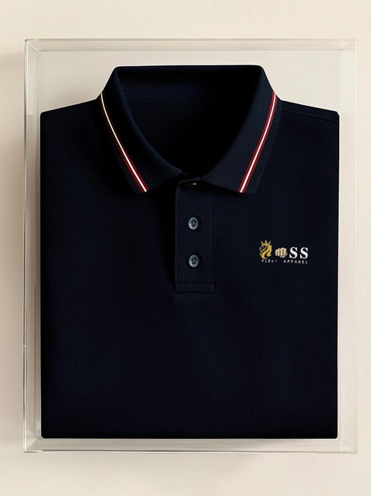 Men's Business Casual Geometric Button Short Sleeve Polo Shirt