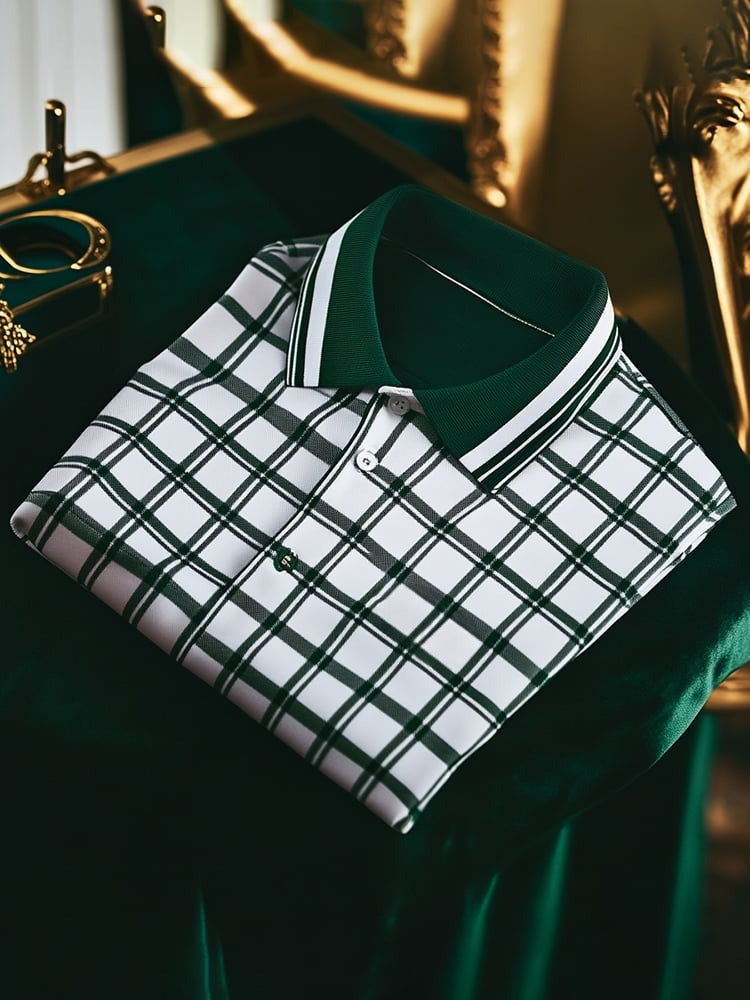 Men's Classic Business Logo Button Short Sleeve Polo Shirt