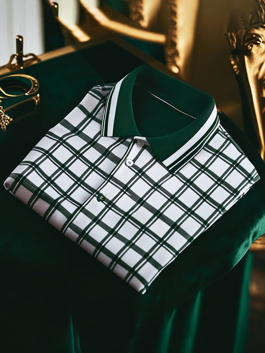 Men's Classic Business Logo Button Short Sleeve Polo Shirt